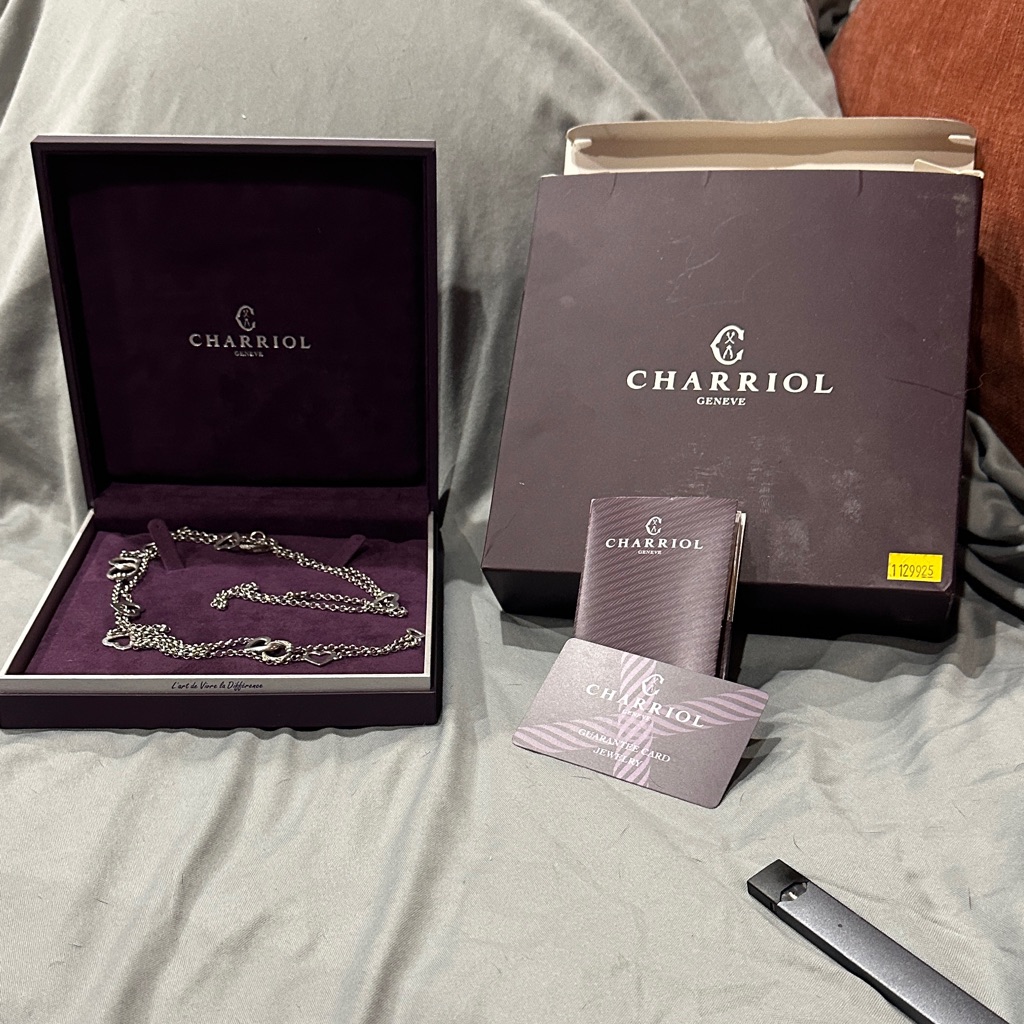 Charriol Genevieve Heart Necklace 25-1-2” With Box, Papers And Guarantee Card